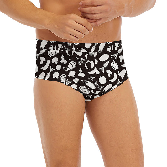 Blue And White Vegan Pattern Print Men's Briefs