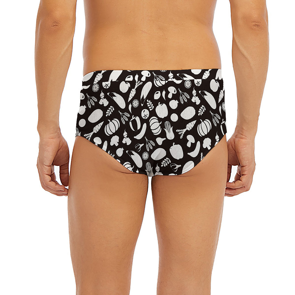Blue And White Vegan Pattern Print Men's Briefs