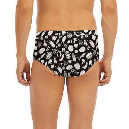 Blue And White Vegan Pattern Print Men's Briefs