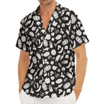 Blue And White Vegan Pattern Print Men's Deep V-Neck Shirt