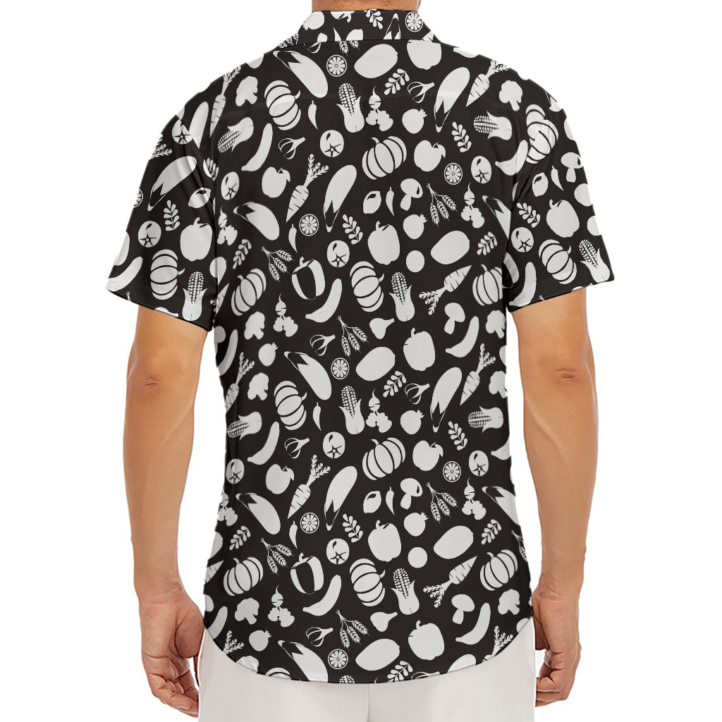 Blue And White Vegan Pattern Print Men's Deep V-Neck Shirt