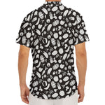 Blue And White Vegan Pattern Print Men's Deep V-Neck Shirt