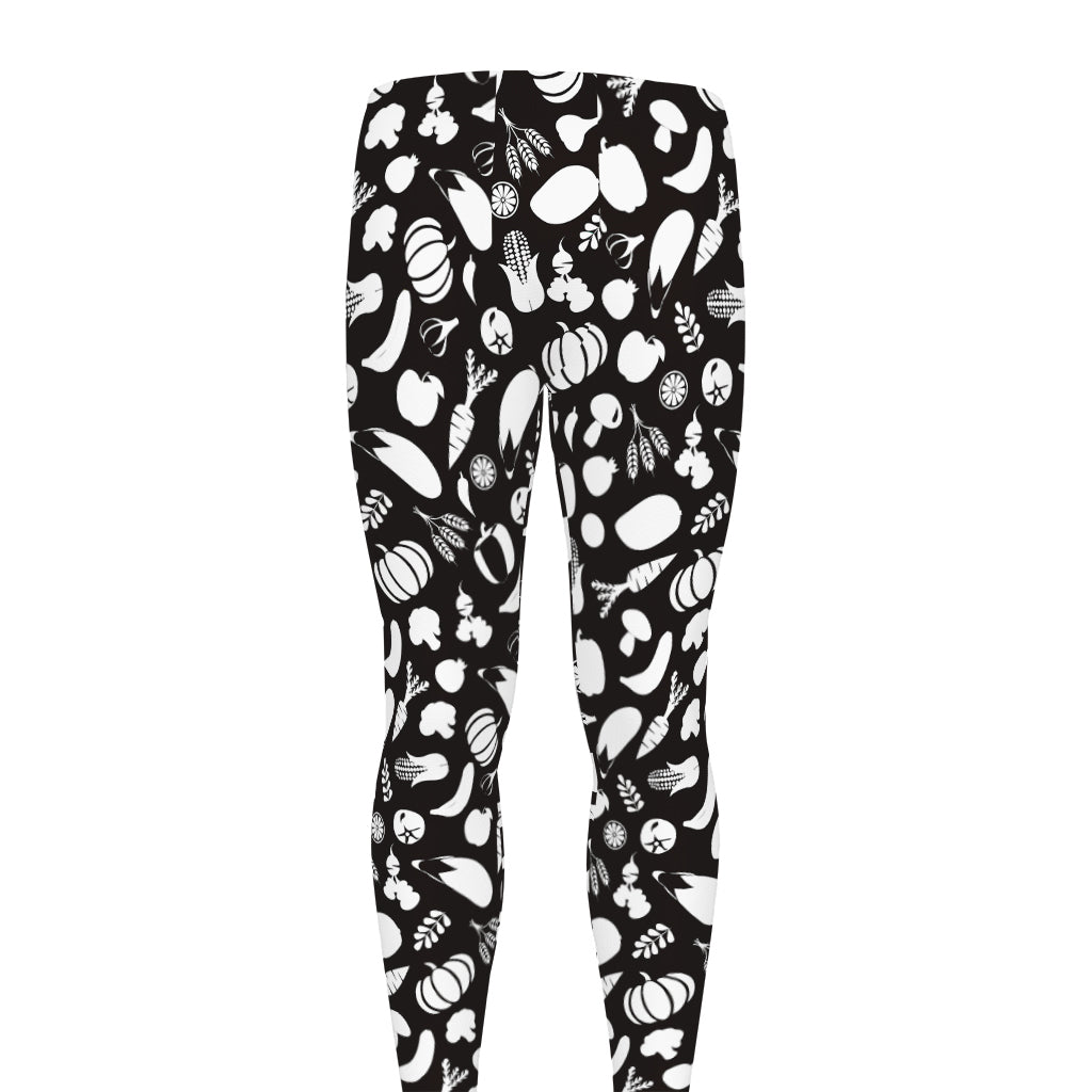 Blue And White Vegan Pattern Print Men's leggings