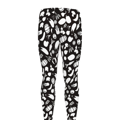 Blue And White Vegan Pattern Print Men's leggings