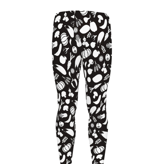 Blue And White Vegan Pattern Print Men's leggings