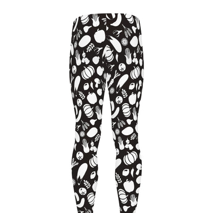 Blue And White Vegan Pattern Print Men's leggings