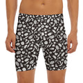 Blue And White Vegan Pattern Print Men's Long Boxer Briefs