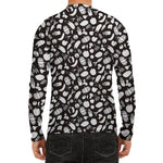 Blue And White Vegan Pattern Print Men's Long Sleeve Rash Guard