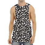 Blue And White Vegan Pattern Print Men's Muscle Tank Top