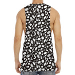 Blue And White Vegan Pattern Print Men's Muscle Tank Top