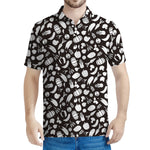 Blue And White Vegan Pattern Print Men's Polo Shirt