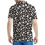 Blue And White Vegan Pattern Print Men's Polo Shirt