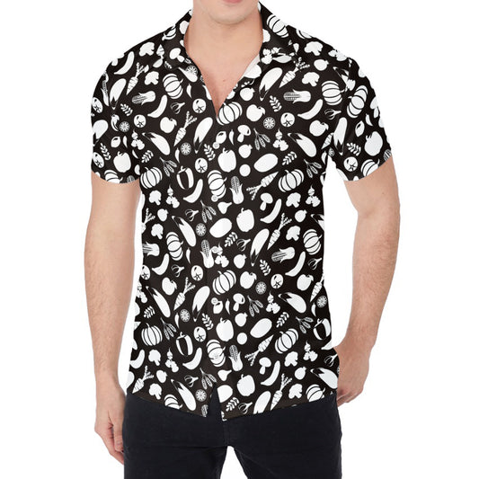 Blue And White Vegan Pattern Print Men's Shirt