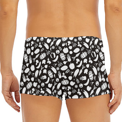 Blue And White Vegan Pattern Print Men's Short Boxer Briefs