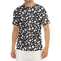 Blue And White Vegan Pattern Print Men's Short Sleeve Rash Guard