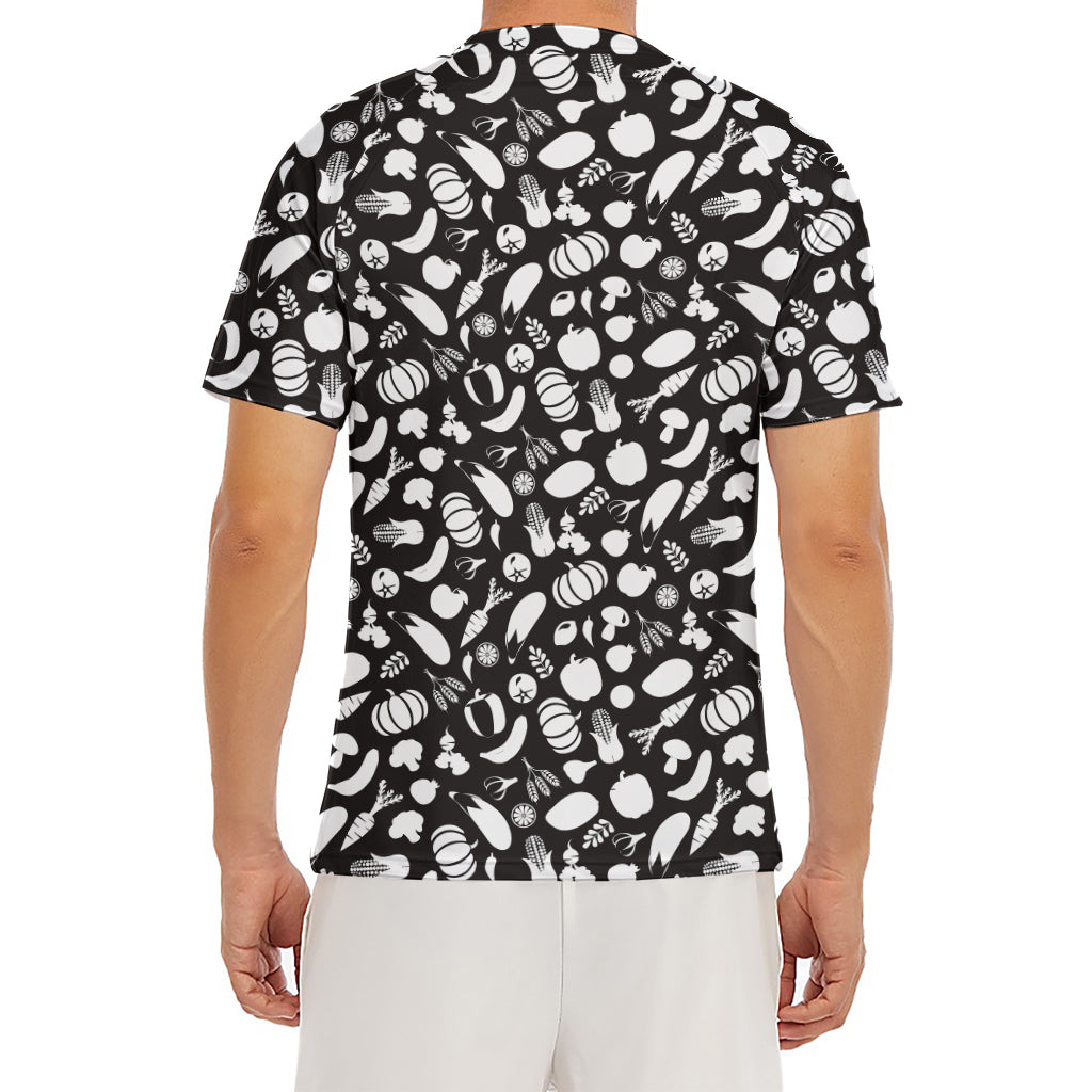 Blue And White Vegan Pattern Print Men's Short Sleeve Rash Guard
