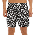 Blue And White Vegan Pattern Print Men's Split Running Shorts