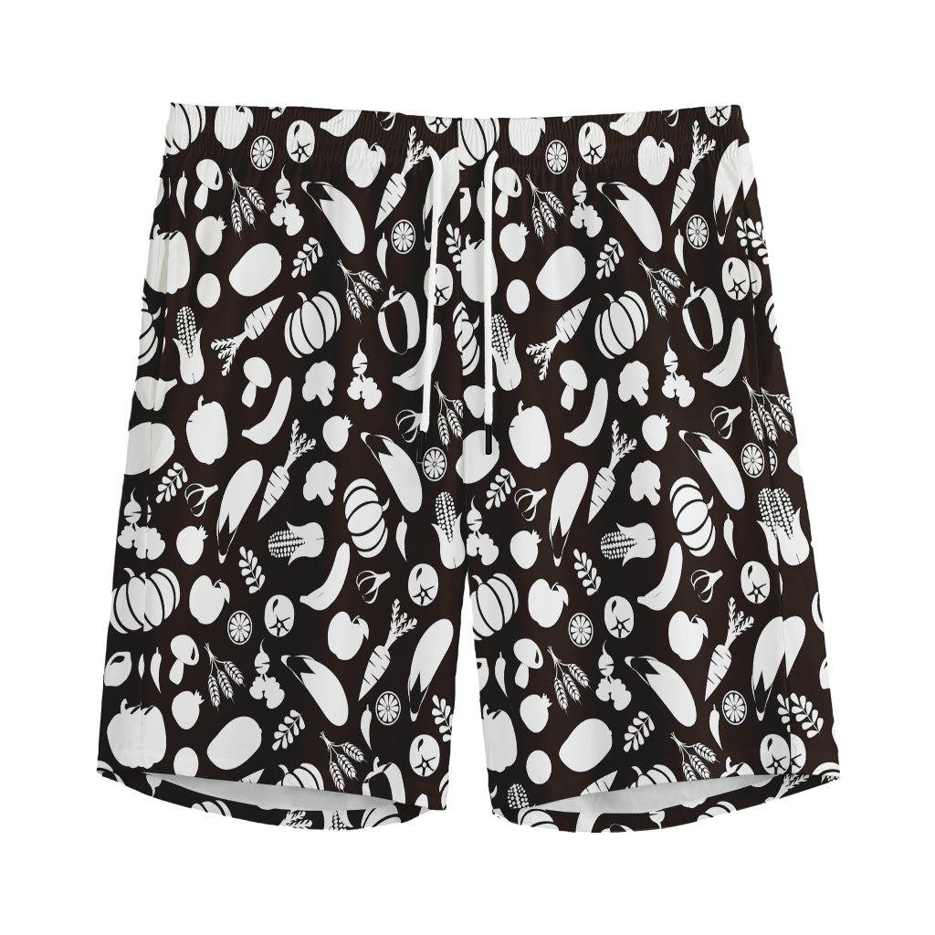 Blue And White Vegan Pattern Print Men's Sports Shorts