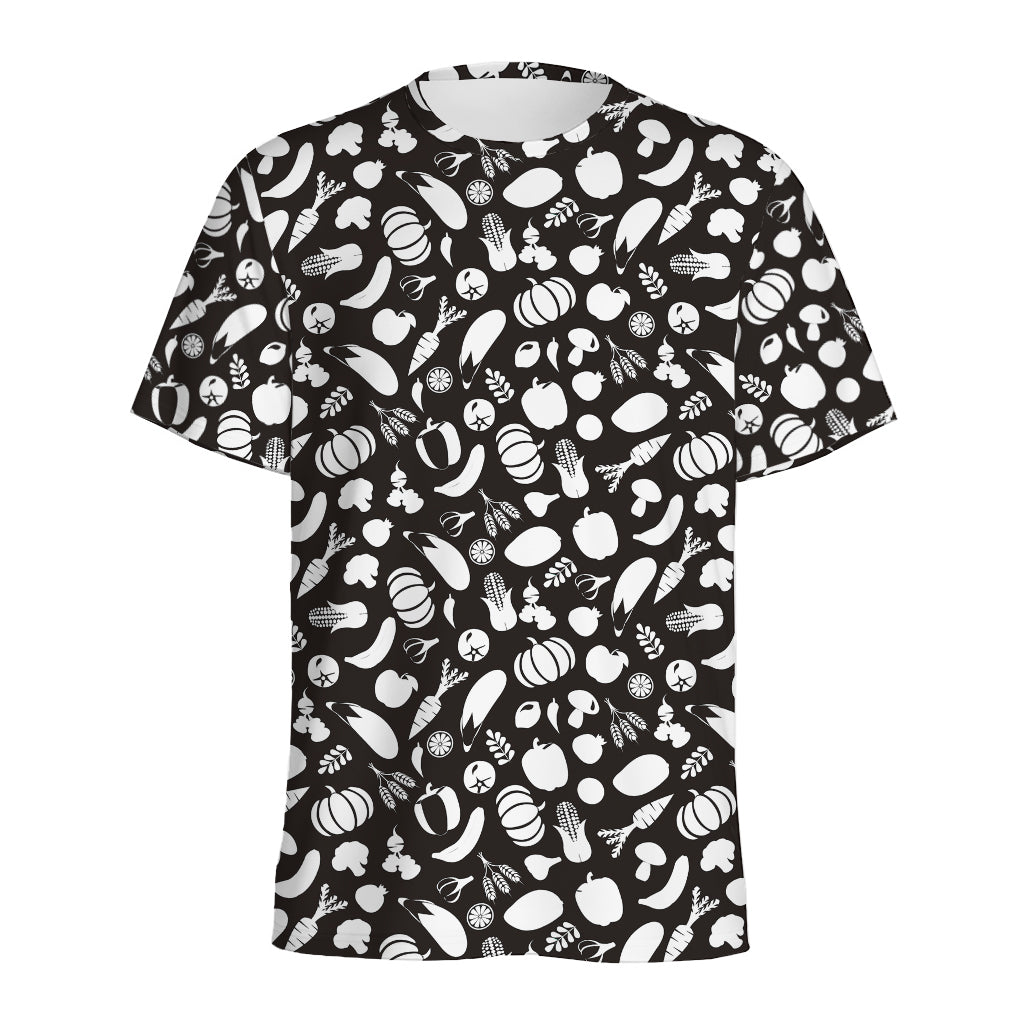 Blue And White Vegan Pattern Print Men's Sports T-Shirt