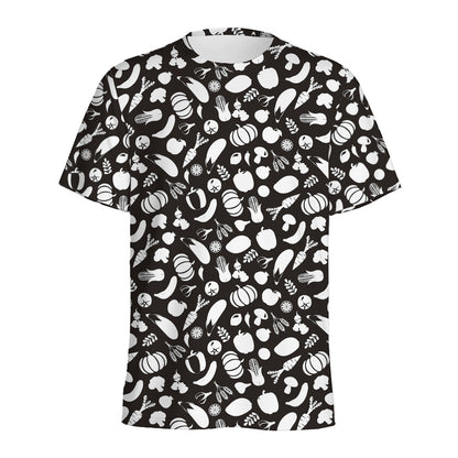 Blue And White Vegan Pattern Print Men's Sports T-Shirt