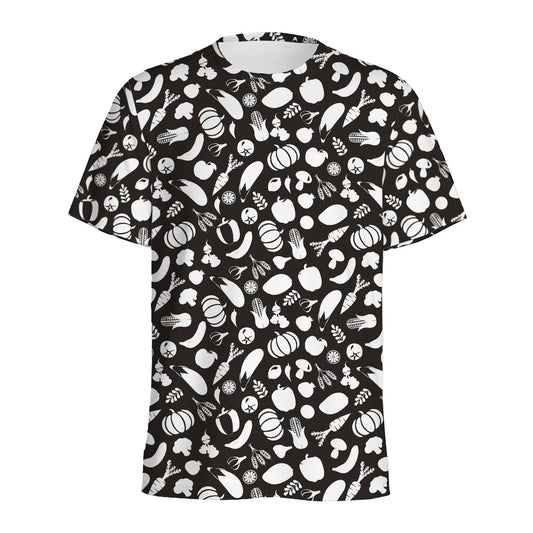 Blue And White Vegan Pattern Print Men's Sports T-Shirt