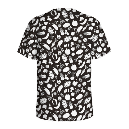 Blue And White Vegan Pattern Print Men's Sports T-Shirt