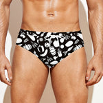 Blue And White Vegan Pattern Print Men's Swim Briefs