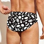 Blue And White Vegan Pattern Print Men's Swim Briefs