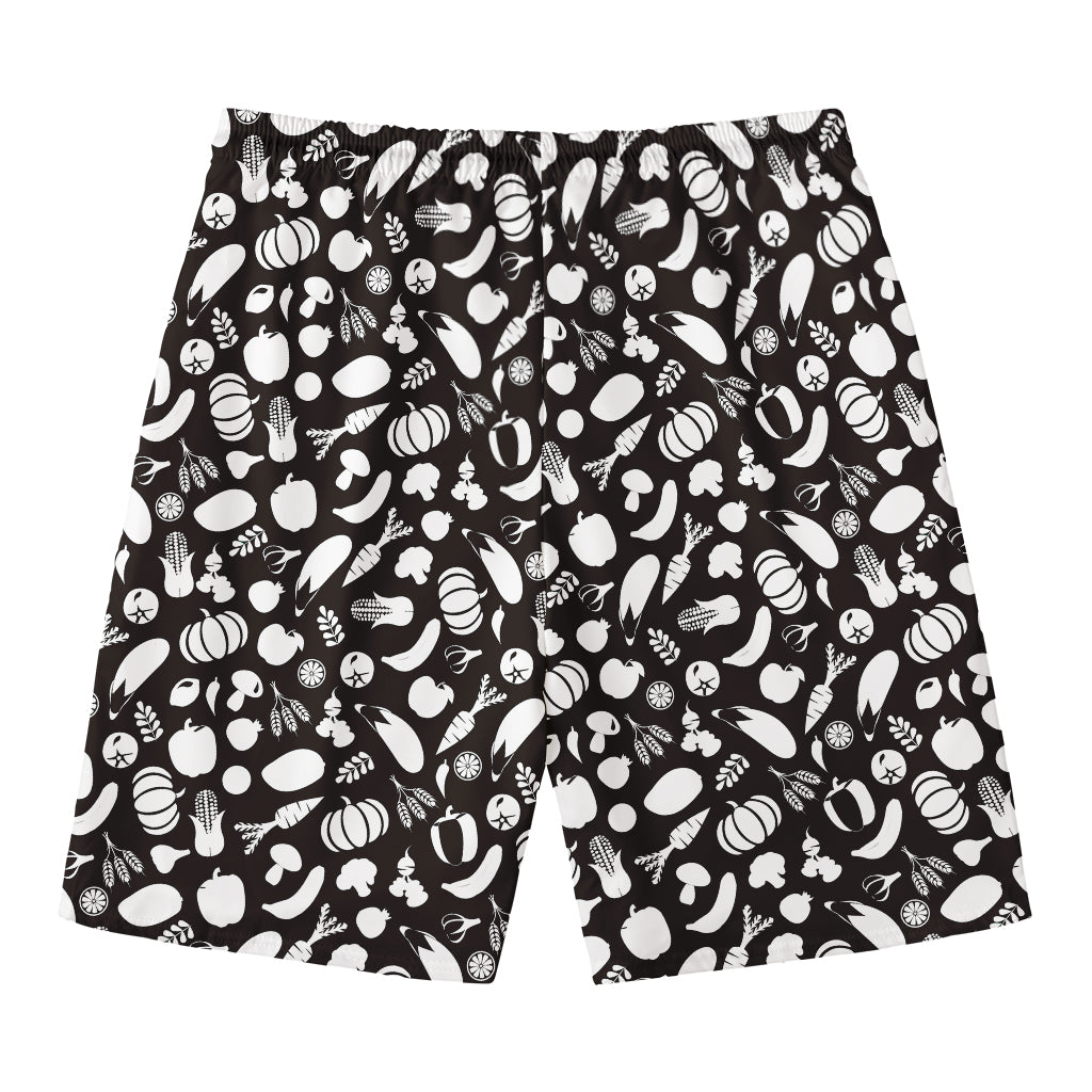 Blue And White Vegan Pattern Print Men's Swim Trunks