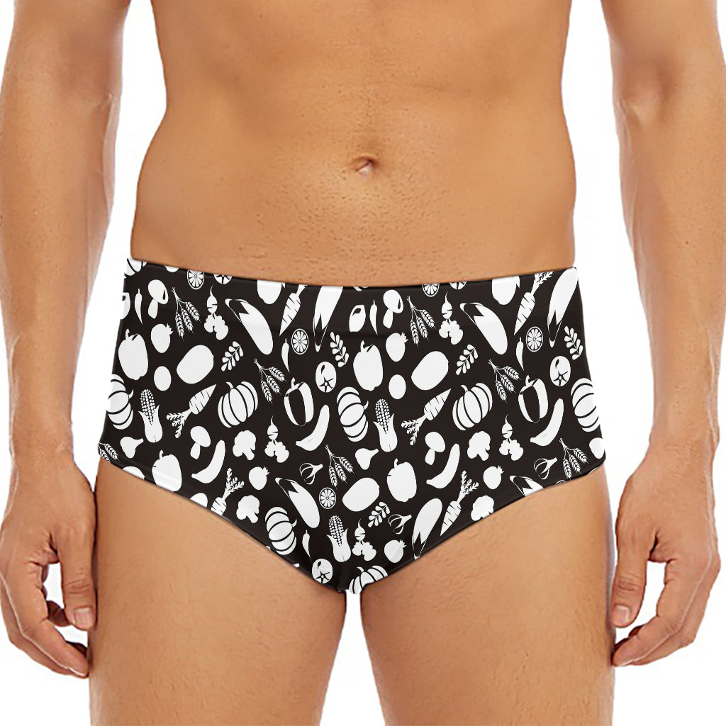 Blue And White Vegan Pattern Print Men's Triangle Swim Briefs