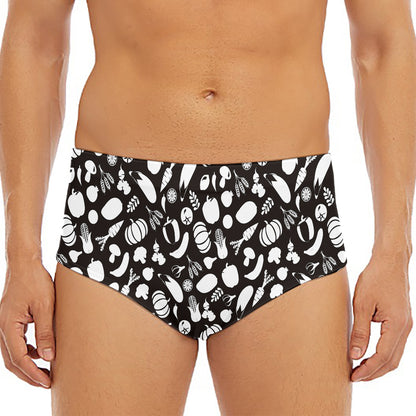 Blue And White Vegan Pattern Print Men's Triangle Swim Briefs