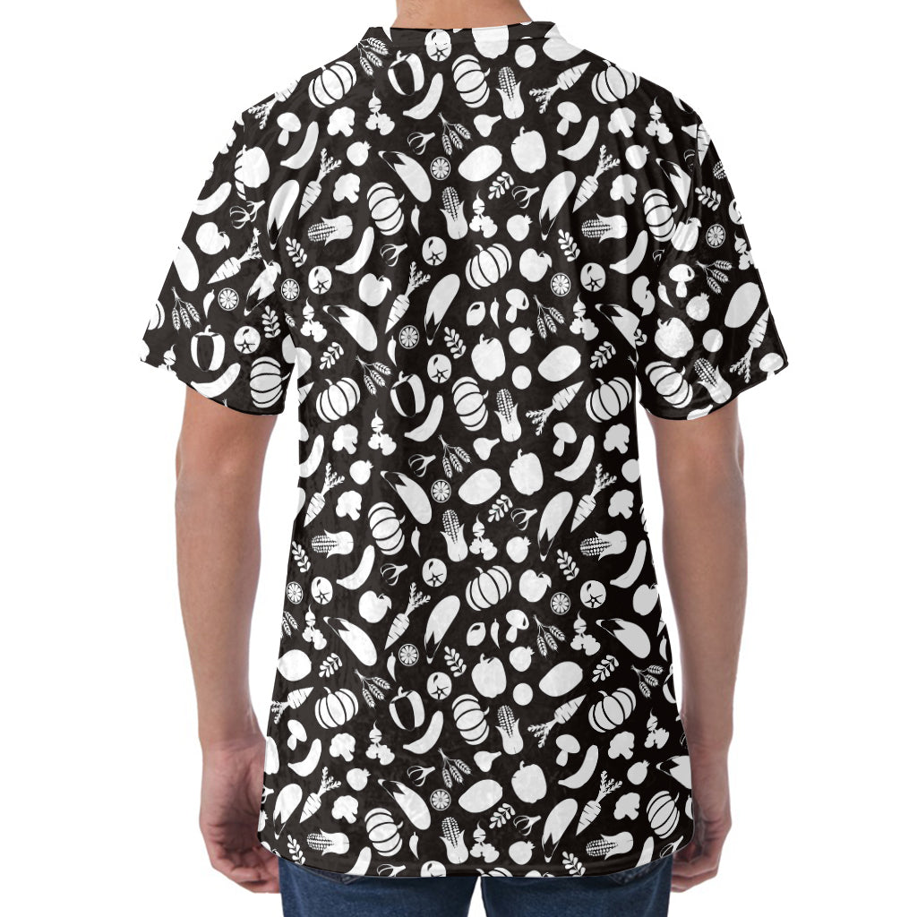Blue And White Vegan Pattern Print Men's Velvet T-Shirt
