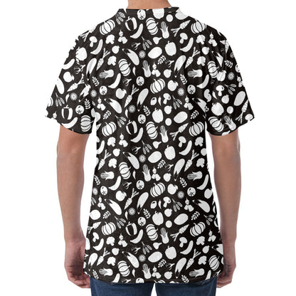 Blue And White Vegan Pattern Print Men's Velvet T-Shirt