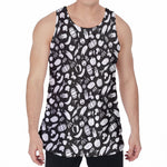 Blue And White Vegan Pattern Print Men's Velvet Tank Top