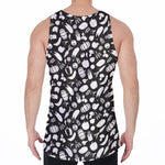 Blue And White Vegan Pattern Print Men's Velvet Tank Top