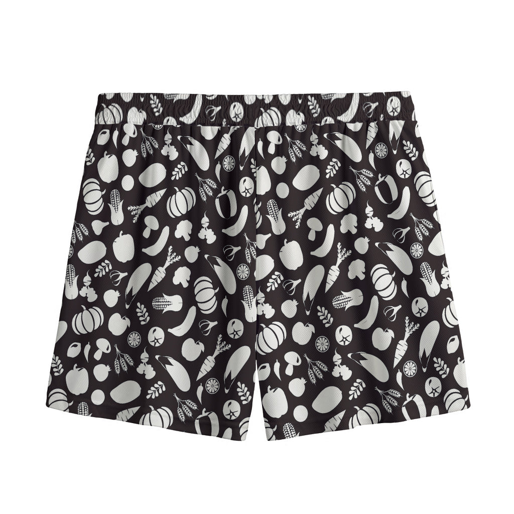 Blue And White Vegan Pattern Print Mesh Shorts
