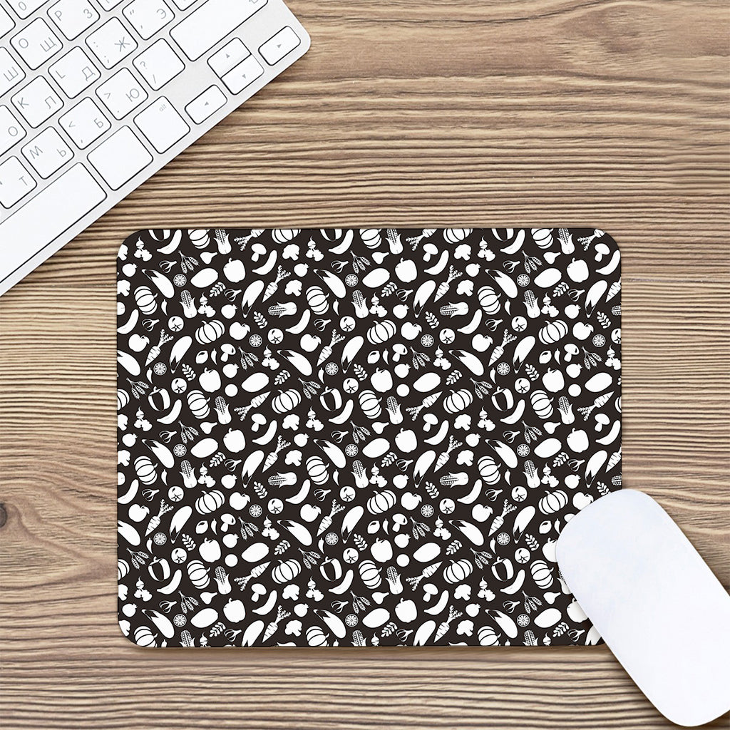 Blue And White Vegan Pattern Print Mouse Pad
