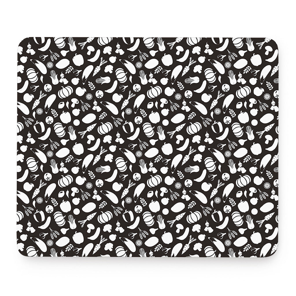 Blue And White Vegan Pattern Print Mouse Pad