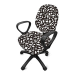 Blue And White Vegan Pattern Print Office Chair Cover