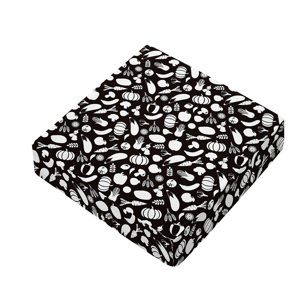 Blue And White Vegan Pattern Print Outdoor Seat Cushion Cover