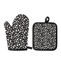 Blue And White Vegan Pattern Print Oven Mitt And Pot Holder Set