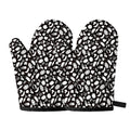 Blue And White Vegan Pattern Print Oven Mitts