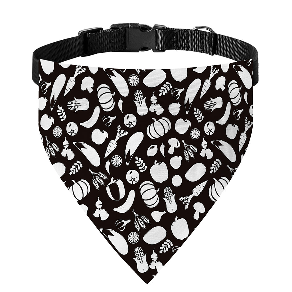 Blue And White Vegan Pattern Print Over The Collar Dog Bandana