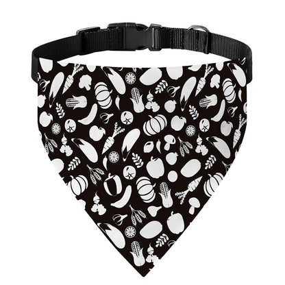 Blue And White Vegan Pattern Print Over The Collar Dog Bandana