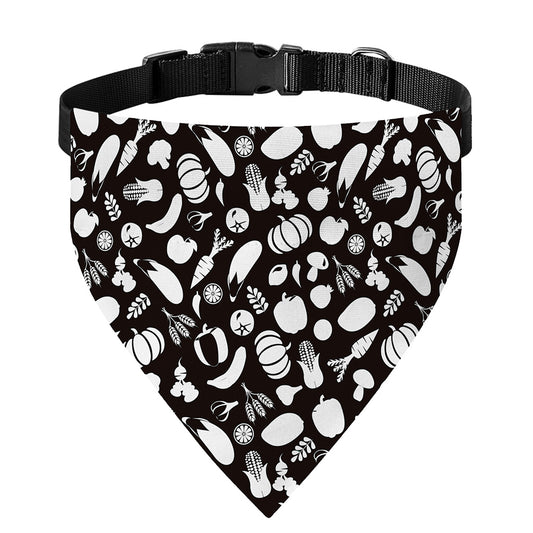 Blue And White Vegan Pattern Print Over The Collar Dog Bandana