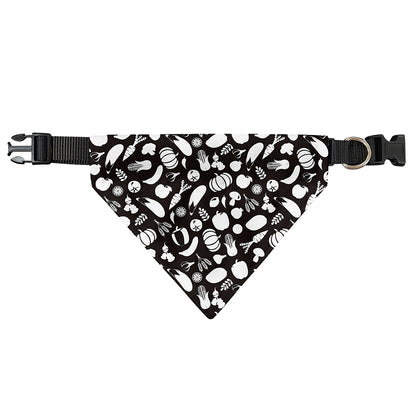 Blue And White Vegan Pattern Print Over The Collar Dog Bandana