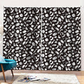 Blue And White Vegan Pattern Print Pencil Pleat Curtains