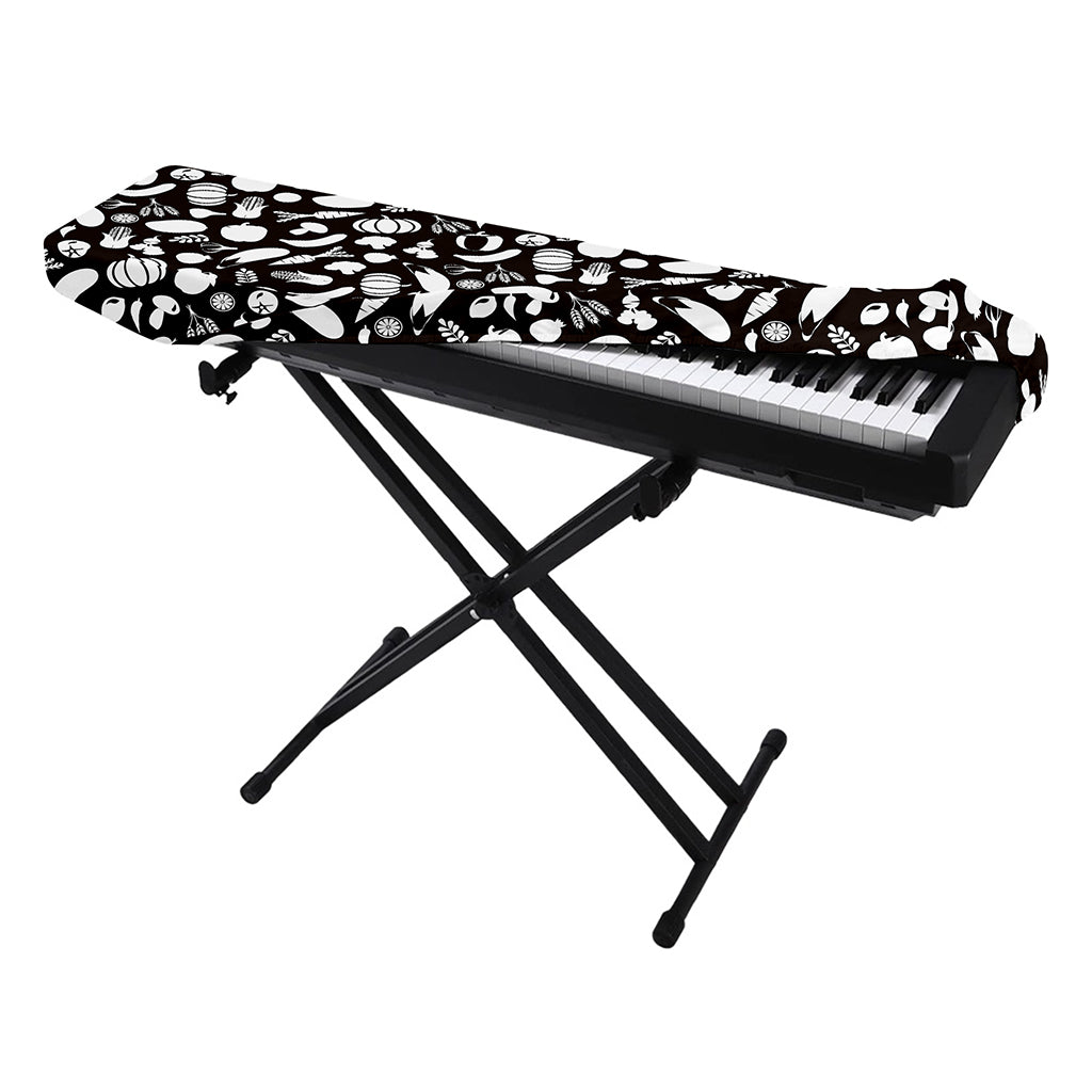 Blue And White Vegan Pattern Print Piano Keyboard Cover