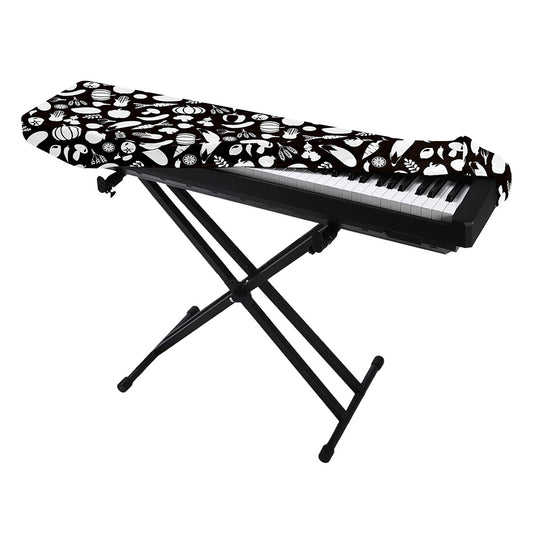 Blue And White Vegan Pattern Print Piano Keyboard Cover