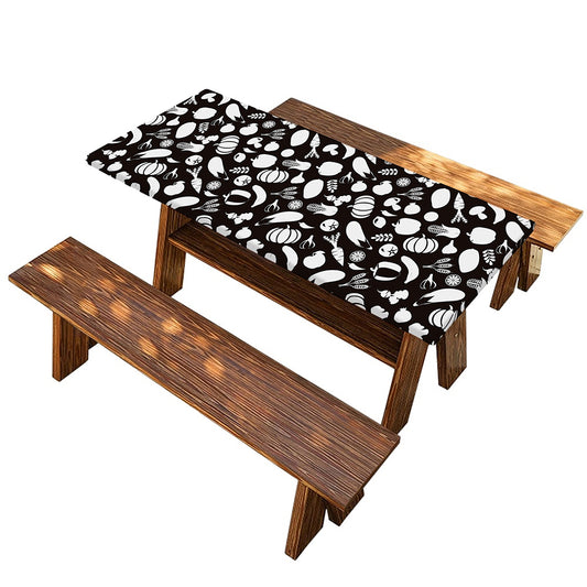 Blue And White Vegan Pattern Print Picnic Table Cover